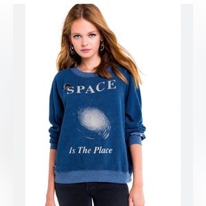 HTF NWT WILDFOX SPACE IS THE PLACE DISTRESSED SWEATSHIRT S